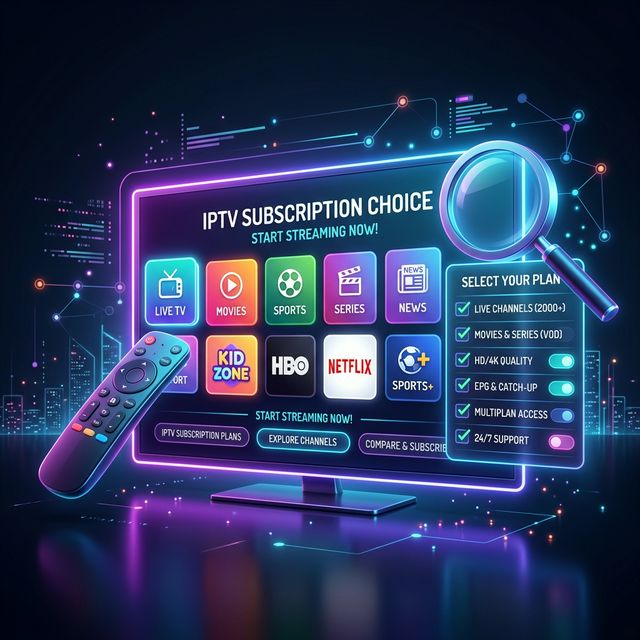 Interface TV 3D moderne pour choisir le meilleur abonnement IPTV france